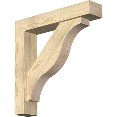 Ekena Millwork Funston Block Rough Sawn Bracket w/ Offset Brace, Douglas Fir, 6"W x 30"D x 30"H BKT0604X30X30FST05RDF